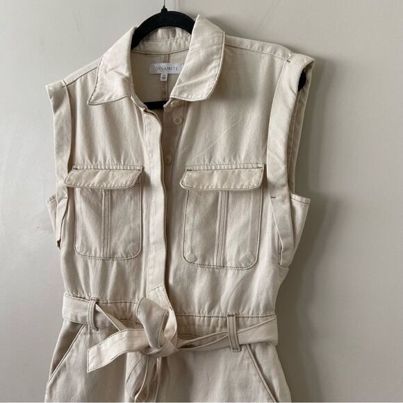 DYNAMITE-SLEEVELESS Denim 100% Cotton Romper - Picture 8 of 14